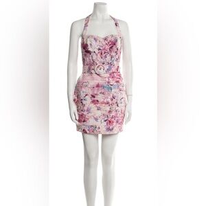 HEMANT & NANDITA Floral Ruched Halter Dress with Belt size XS